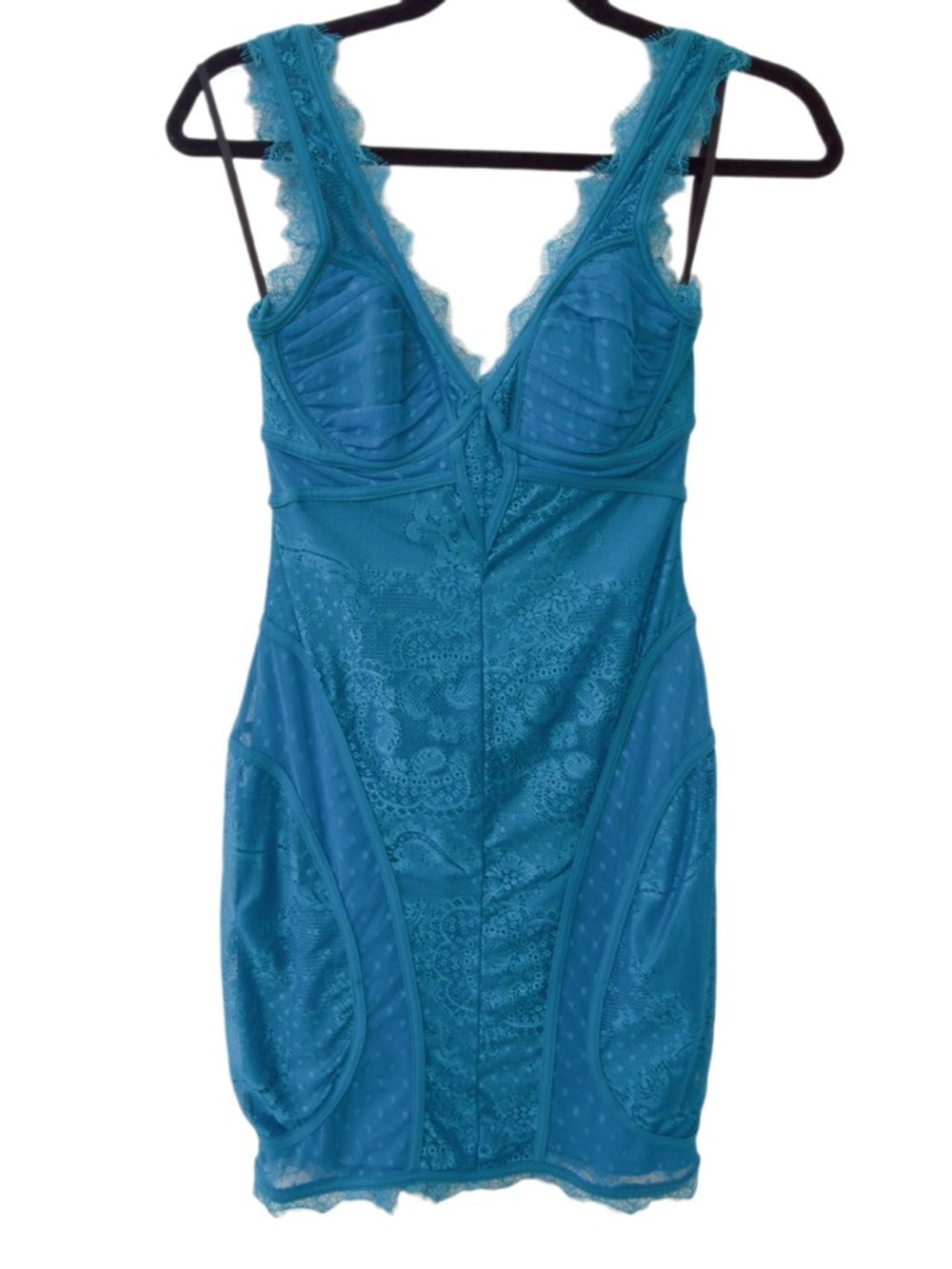 Bebe Cerulean Blue Lace Bodycon Dress Y2K Mini S